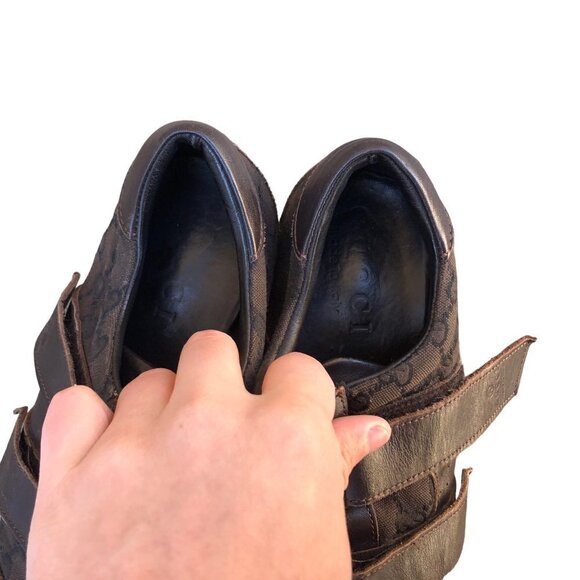 GUCCI Shoes Brown Guccissima Leather Velcro Sneakers Size 44 AUTHENTIC - Picture 9 of 16